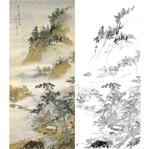 胡也佛竖幅工笔山水白描底稿-《春游晚归》-多种白描尺寸可选-HY58 商品图0