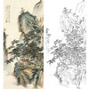 胡也佛竖幅工笔山水白描底稿-《松崖萧寺》-多种白描尺寸可选-HY54 商品缩略图0