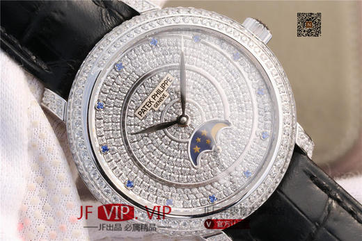 百达翡丽复杂功能系列4968女士手表。海鸥克隆组装215 PS LU手动机械机芯,33.3毫米直径，镶嵌施华洛世奇钻。 商品图3