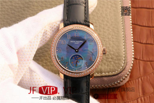 百达翡丽复杂功能系列4968女士手表。海鸥克隆组装215 PS LU手动机械机芯,33.3毫米直径，镶嵌施华洛世奇钻。 商品图0