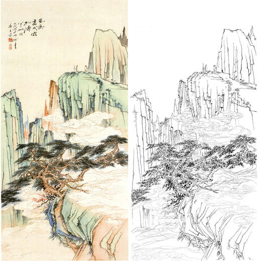 胡也佛竖幅工笔山水白描底稿-《松涛》-多种白描尺寸可选-HY48 商品图0