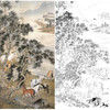 胡也佛竖幅工笔动物白描底稿-骏马《放牧图》-多种白描尺寸可选-HY38 商品缩略图0