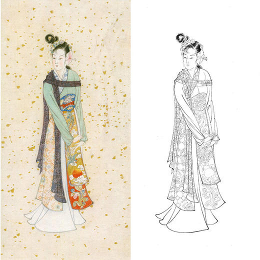 胡也佛竖幅工笔传统仕女人物白描底稿-HY29 商品图0