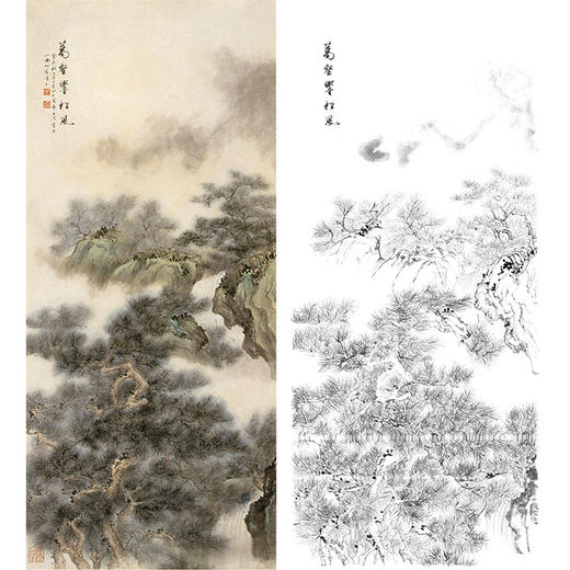 胡也佛竖幅工笔山水白描底稿-《万壑響松风》-多种白描尺寸可选-HY53 商品图0