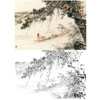 胡也佛横幅工笔山水人物白描底稿-《载书图》-多种白描尺寸可选-HY21 商品缩略图0