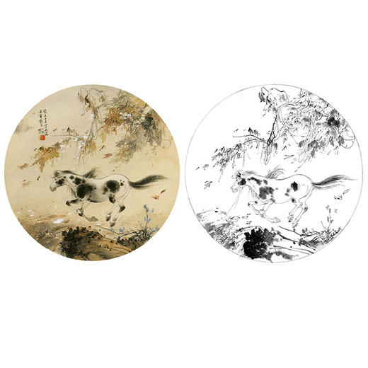 胡也佛工笔动物白描底稿-骏马小品-HY20 商品图0