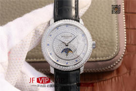 百达翡丽复杂功能系列4968女士手表。海鸥克隆组装215 PS LU手动机械机芯,33.3毫米直径，镶嵌施华洛世奇钻。