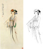 胡也佛竖幅工笔传统仕女人物白描底稿-吹箫仕女-HY28 商品缩略图0