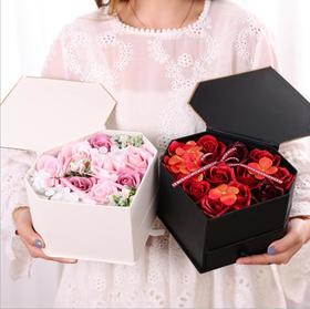 【礼物】.手工香皂花礼盒玫瑰花心形项链首饰心形套装情人节礼物送女友闺蜜