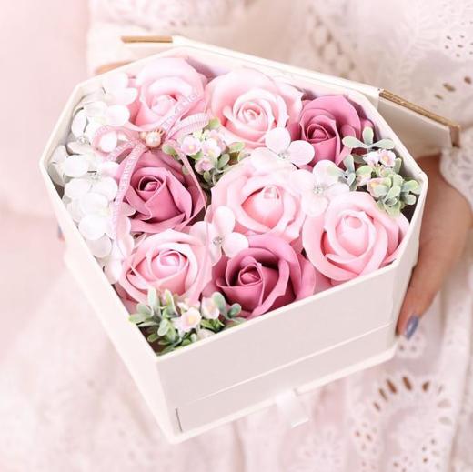 【礼物】.手工香皂花礼盒玫瑰花心形项链首饰心形套装情人节礼物送女友闺蜜 商品图2