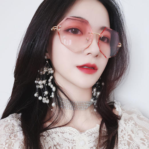 网红街拍链条墨镜女2019新款韩版潮近视防紫外线太阳眼镜平光镜女 商品图5