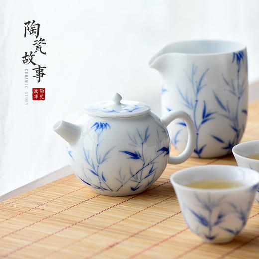 茶具套组-陶瓷手绘蓝竹壶套装 商品图2