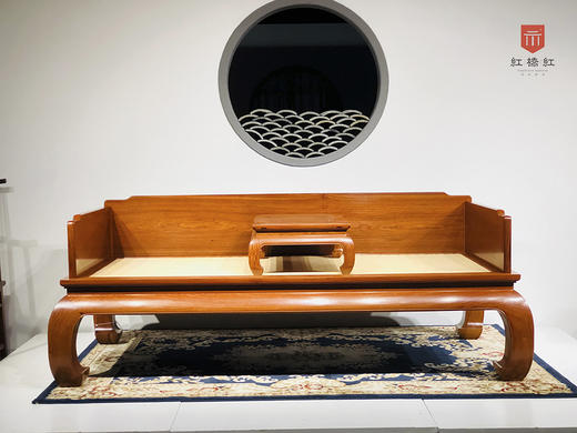 红桥红  家具严选  缅甸花梨(大果紫檀） 【藤面款弯腿罗汉床】 商品图1