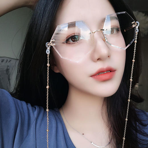 网红街拍链条墨镜女2019新款韩版潮近视防紫外线太阳眼镜平光镜女 商品图4