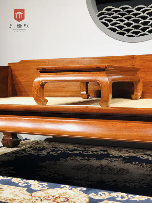 红桥红  家具严选  缅甸花梨(大果紫檀） 【藤面款弯腿罗汉床】 商品图5
