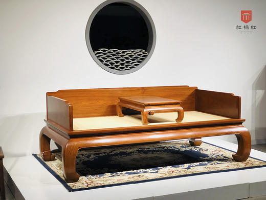 红桥红  家具严选  缅甸花梨(大果紫檀） 【藤面款弯腿罗汉床】 商品图6