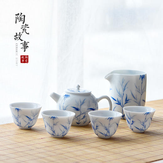 茶具套组-陶瓷手绘蓝竹壶套装 商品图0