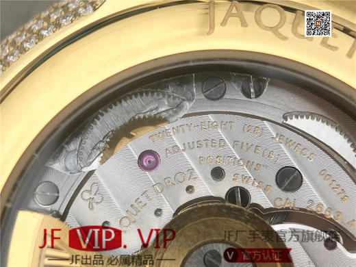 N雅克德罗大秒针系列亅亅J014013226腕表! 烧钢蓝指针 镀18k黄金镶钻！ 贝壳表盘搭配白色钻石 42毫米直径,男士 表壳厚度： 12毫米 商品图14
