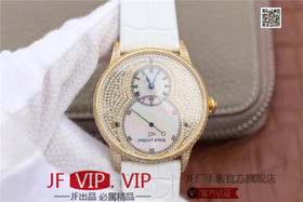 N雅克德罗大秒针系列亅亅J014013226腕表! 烧钢蓝指针 镀18k黄金镶钻！ 贝壳表盘搭配白色钻石 42毫米直径,男士 表壳厚度： 12毫米