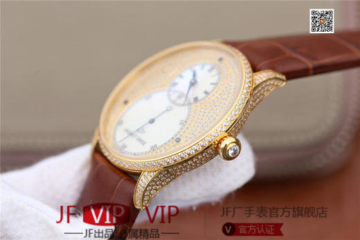 N雅克德罗大秒针系列亅亅J014013226腕表! 烧钢蓝指针 镀18k黄金镶钻！ 贝壳表盘搭配白色钻石 42毫米直径,男士 表壳厚度： 12毫米 商品图8
