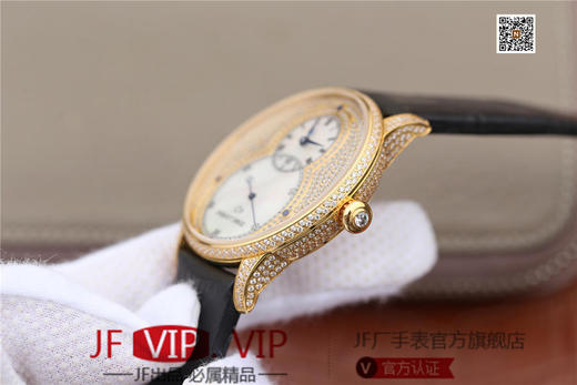 N雅克德罗大秒针系列亅亅J014013226腕表! 烧钢蓝指针 镀18k黄金镶钻！ 贝壳表盘搭配白色钻石 42毫米直径,男士 表壳厚度： 12毫米 商品图7