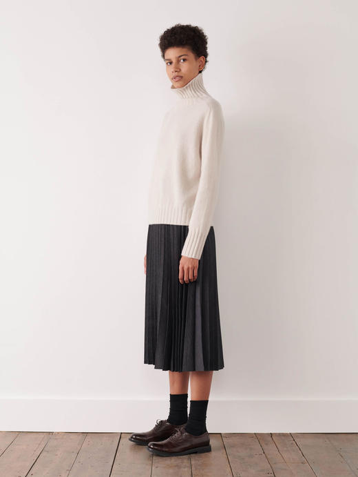 Margaret Howell 19AW 深灰细格纹褶皱半裙 商品图4