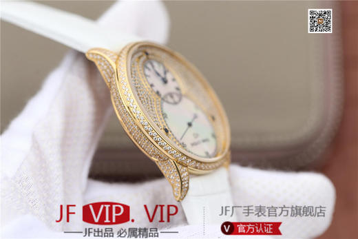 N雅克德罗大秒针系列亅亅J014013226腕表! 烧钢蓝指针 镀18k黄金镶钻！ 贝壳表盘搭配白色钻石 42毫米直径,男士 表壳厚度： 12毫米 商品图8