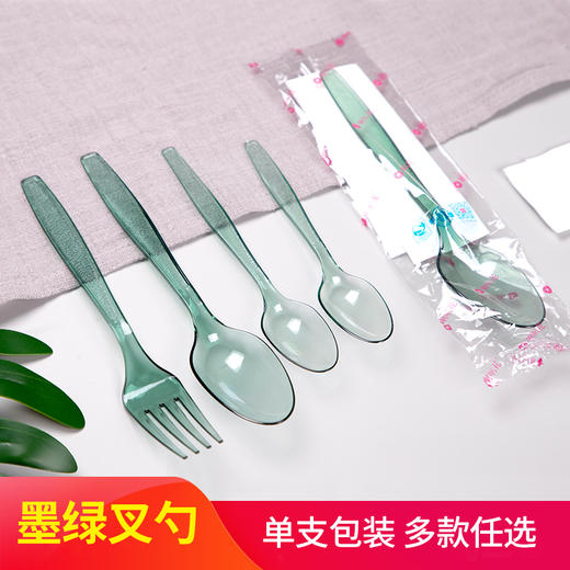 喇叭花加厚长柄塑料勺子西餐刀叉勺ps塑料 商品图1