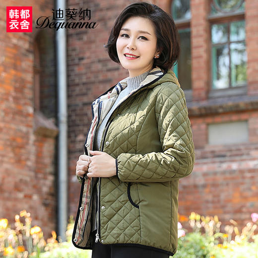 迪葵纳中年妈妈装秋冬装外套中老年女装薄棉衣棉服FQ7417莜 商品图0