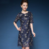 DYSL-Q3666新款下摆波浪边金丝绣花复古连衣裙TZW 商品缩略图2