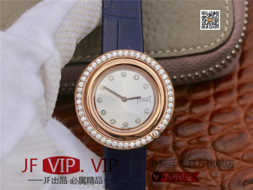 伯爵Possession女士腕表，此款腕表的圆形表圈也可以随着指尖完成360°优雅的旋转，中央的钻石随势划出一道优美的弧线，仿若在腕上跳一曲唯美的华尔兹 商品图0