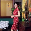 BJS-5903新款时尚复古雪纺少女旗袍波点裙改良鱼尾旗袍个性5903 商品缩略图0