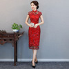 YSD-05996新款蕾丝修身性感镂空中国风时尚绣花旗袍 商品缩略图1