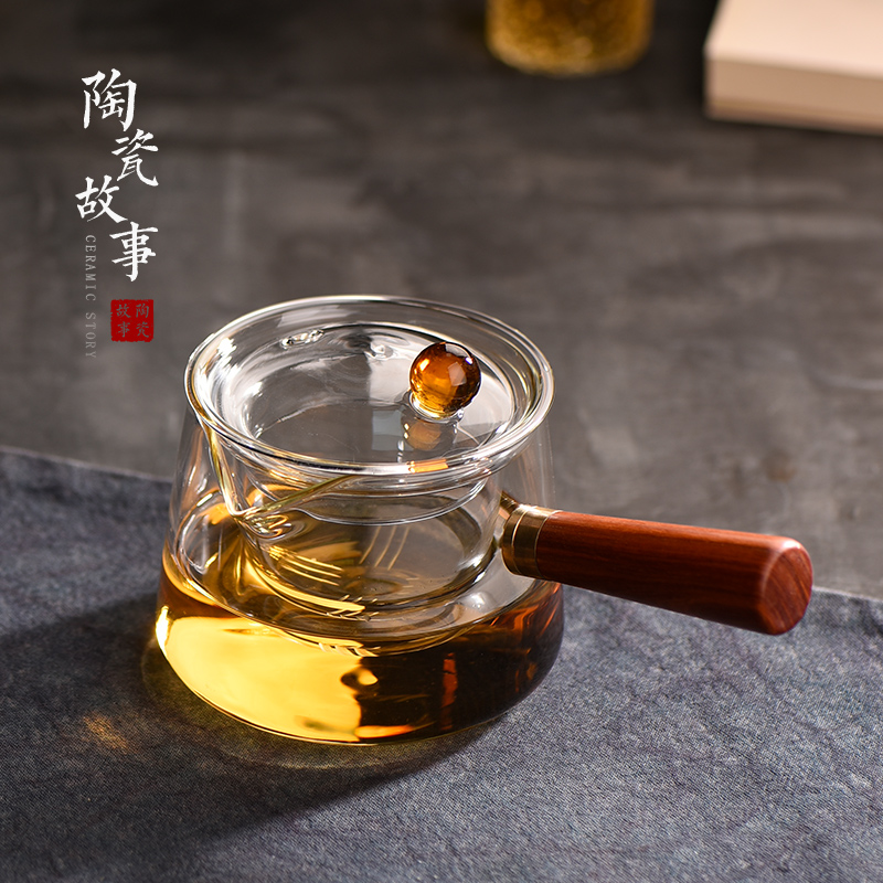 茶壶-泡茶壶-玻璃侧把玲珑壶
