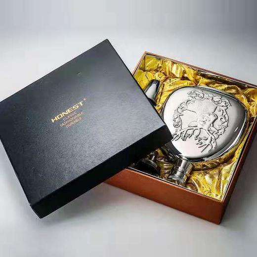 「百诚不锈钢酒壶」鹿头镜光压花酒壶  外贸酒具 商品图4