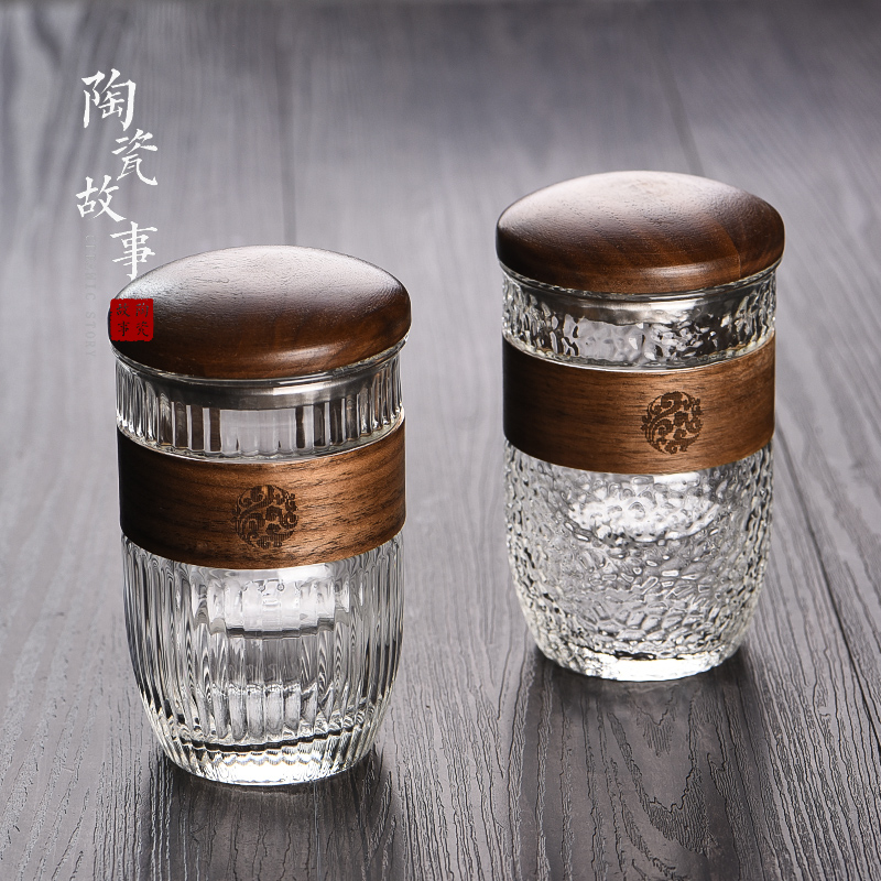茶杯-玻璃泡茶杯-木璃三件杯