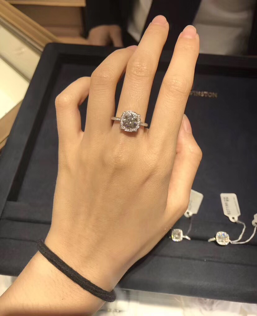 hw belle 超逼真花型钻戒订婚结婚戒指