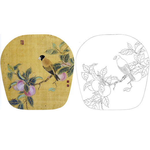 龚雪青花鸟白描底稿-蜡嘴鸟小品-多种白描尺寸可选-XQ41 商品图0