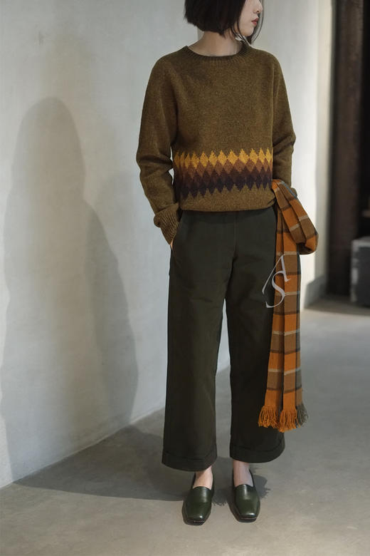 Margaret Howell 19AW 橄榄绿格纹羊毛衫 商品图3