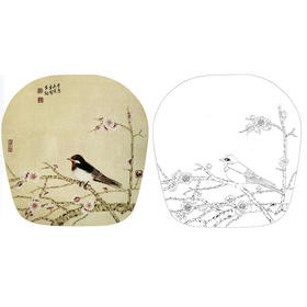 龚雪青花鸟白描底稿-燕子小品-多种白描尺寸可选-XQ30