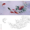 龚雪青横幅工笔花鸟白描底稿《荣华有余》-芙蓉鲤鱼-多种白描尺寸可选-XQ66 商品缩略图0