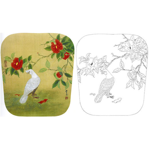 龚雪青花鸟白描底稿-鸽子小品-多种白描尺寸可选-XQ35 商品图0