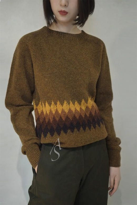 Margaret Howell 19AW 橄榄绿格纹羊毛衫 商品图0