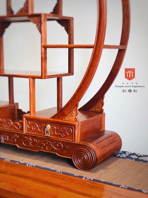 红桥红 家具严选  缅甸花梨(大果紫檀）  【卷书小圆博古架】 商品图8
