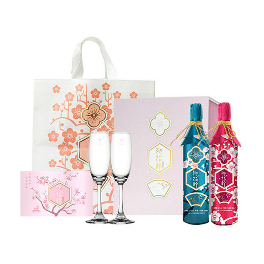 【泸州老窖酒名堂】12度桃花醉果酒 500ml*2+香槟杯组合装 商品图1