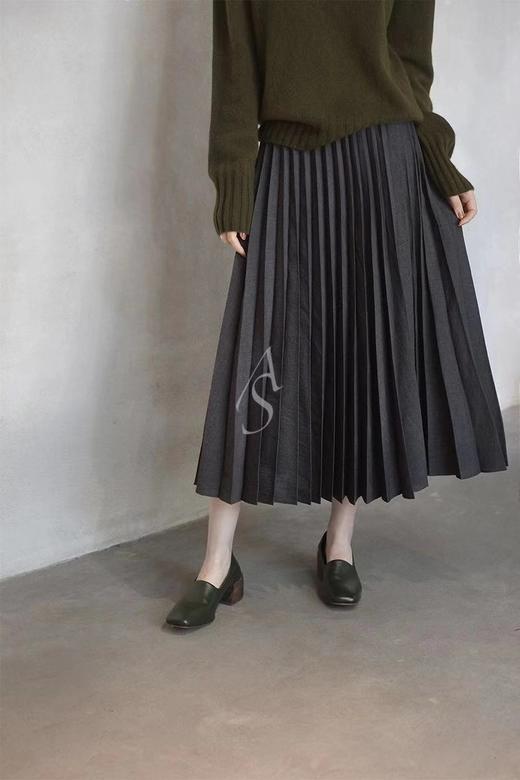 Margaret Howell 19AW 深灰细格纹褶皱半裙 商品图0