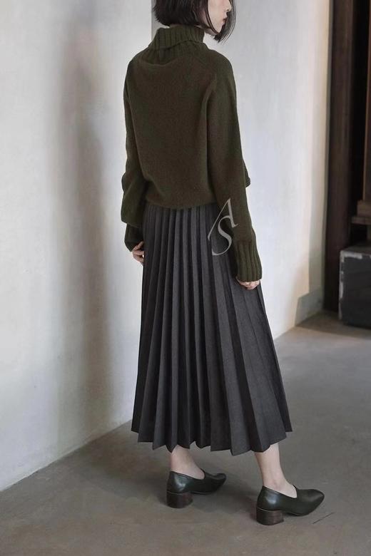 Margaret Howell 19AW 深灰细格纹褶皱半裙 商品图3