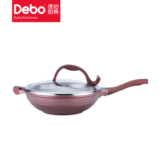 Debo 德铂德雷斯炒锅炒菜锅33cm3003合金聚能厚锅底无油烟明火电磁炉通用可立锅盖 商品图4
