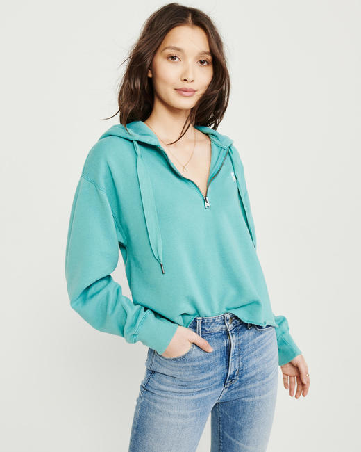断码特价！AF女款Tiffany蓝拉链连帽卫衣 商品图1