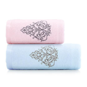 JD21792-N 素色高低毛绣花方面巾组合